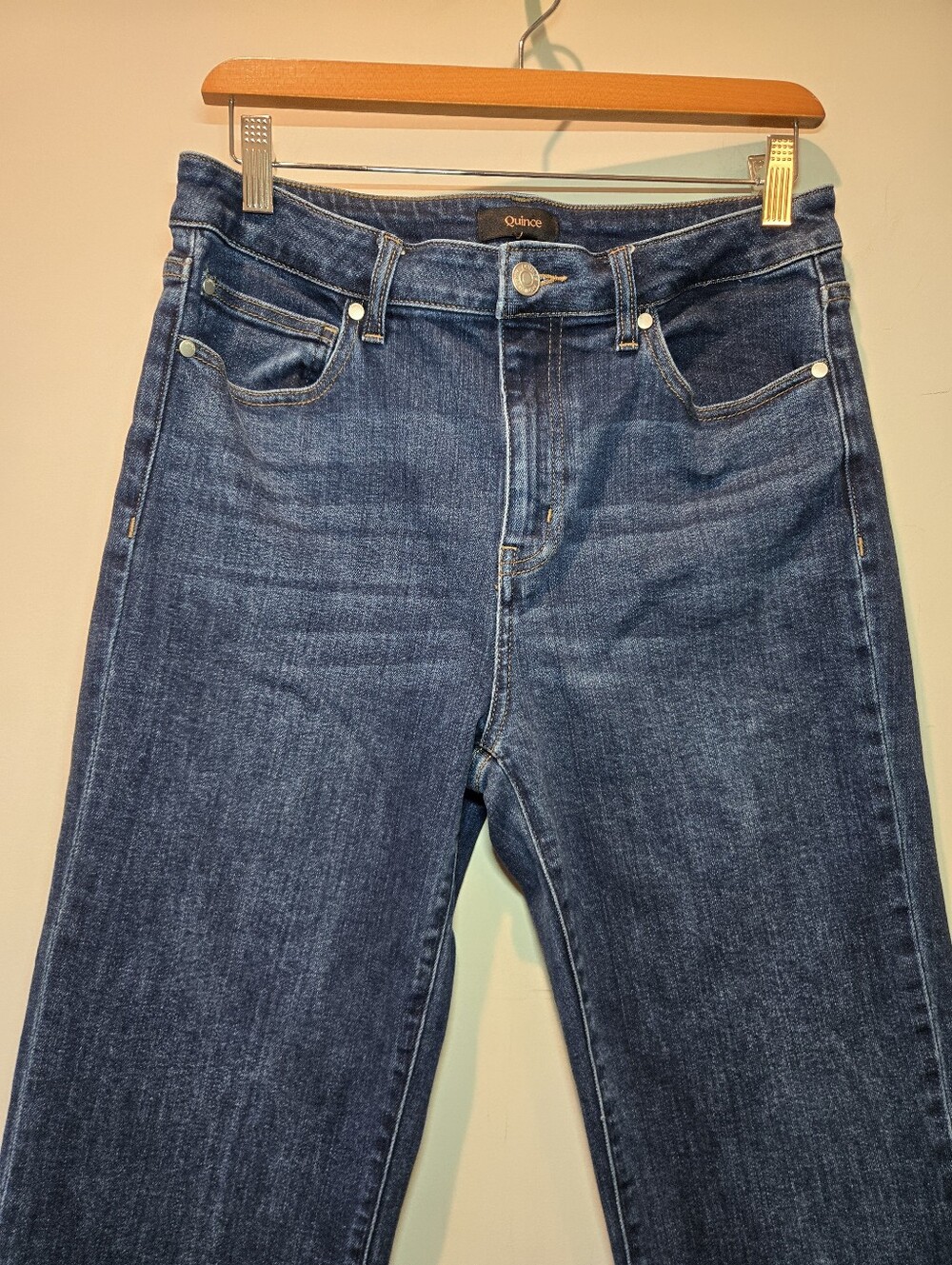 Quince Jeans Women's 30 High Rise Straight Leg Dark Wash Organic Cotton - Picture 2 of 9